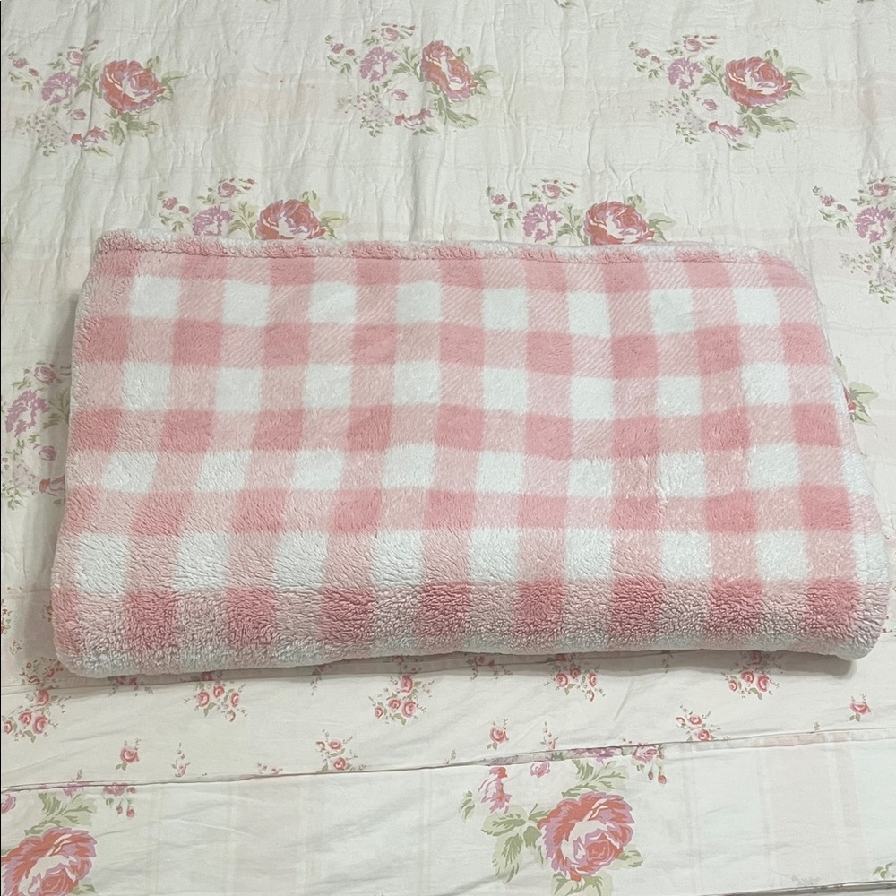 Pink and White Checkered Blanket